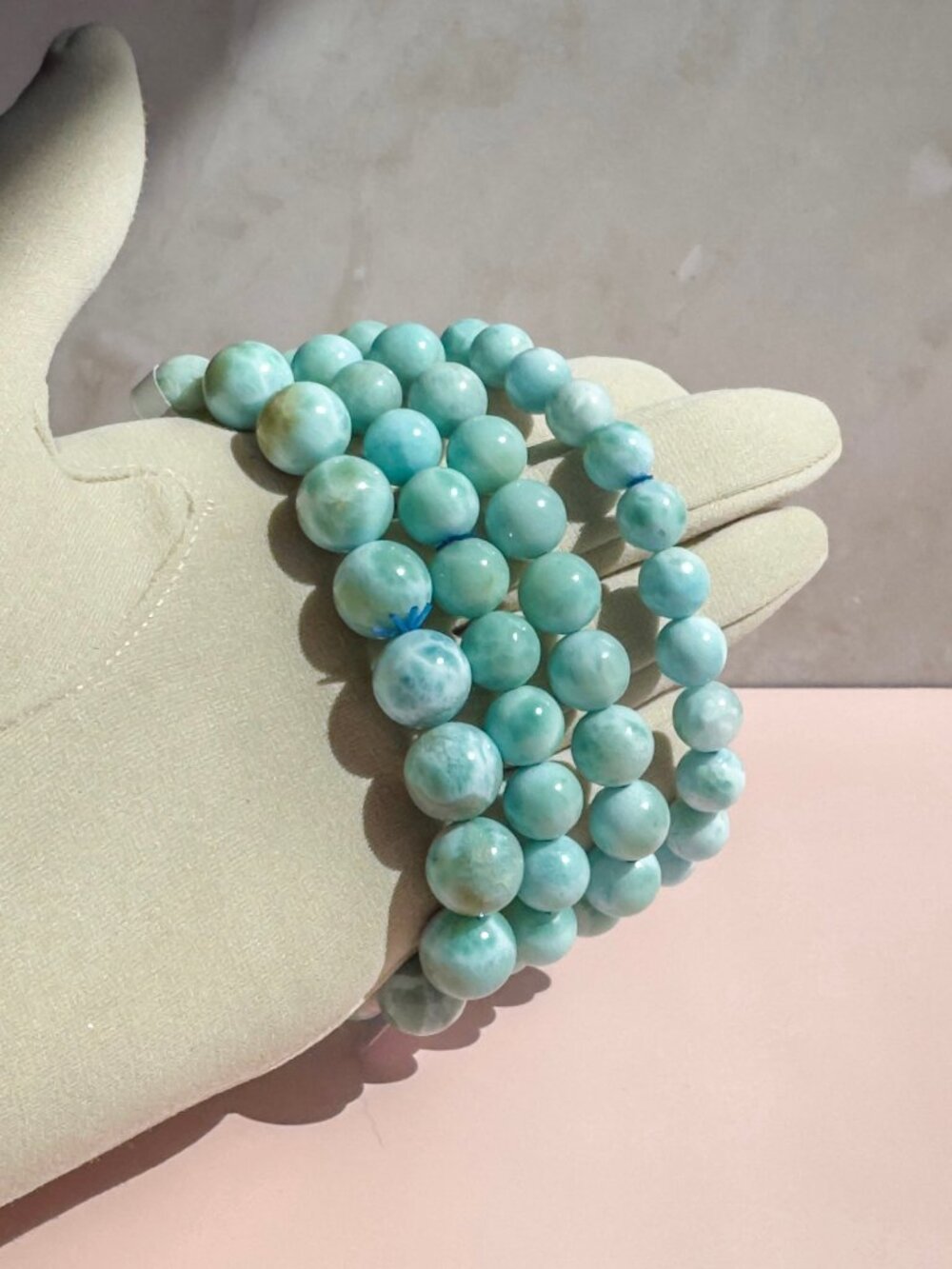 Larimar Beaded Bracelet (Bead size: 9mm)